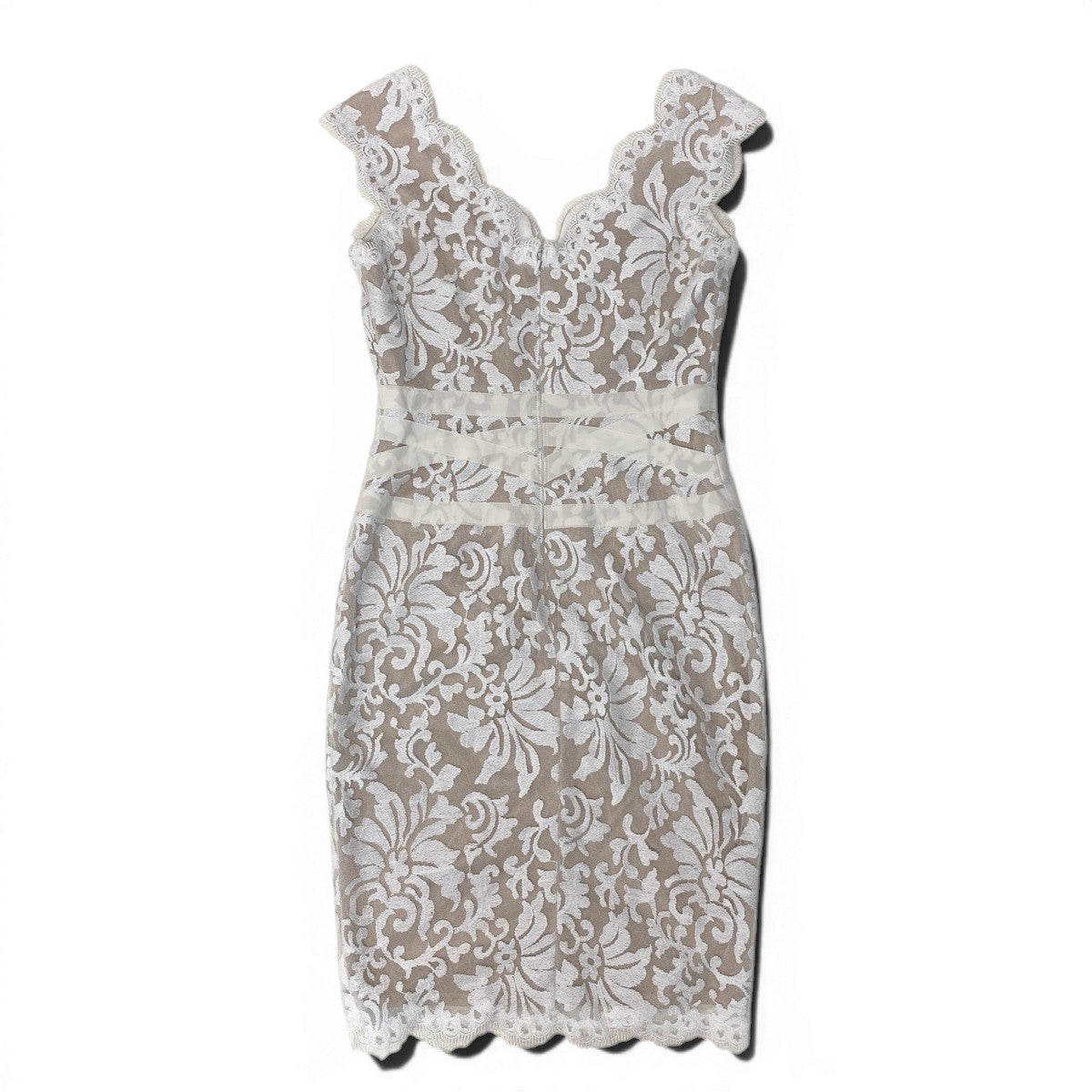 75g23 TADASHI SHOJI タダシショージ ノースリーブワンピース ドレス 総レース 膝丈 6サイズ ベージュ ホワイト レディース 女性用u02t