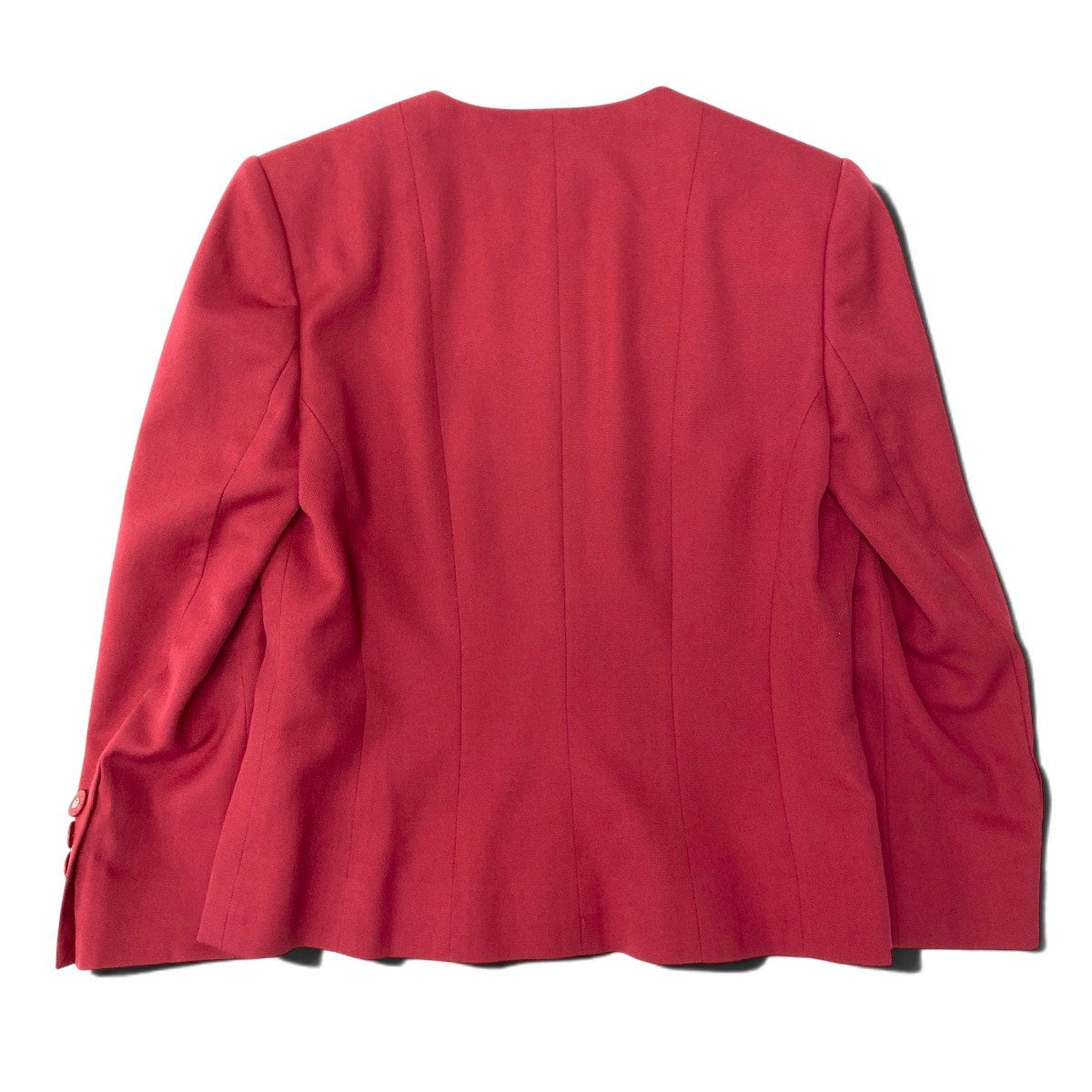 Eh10 GIVENCHY ジバンシー ノーカラージャケット ロゴボタン サイズ38 レッド ウール100％ レディースo07t