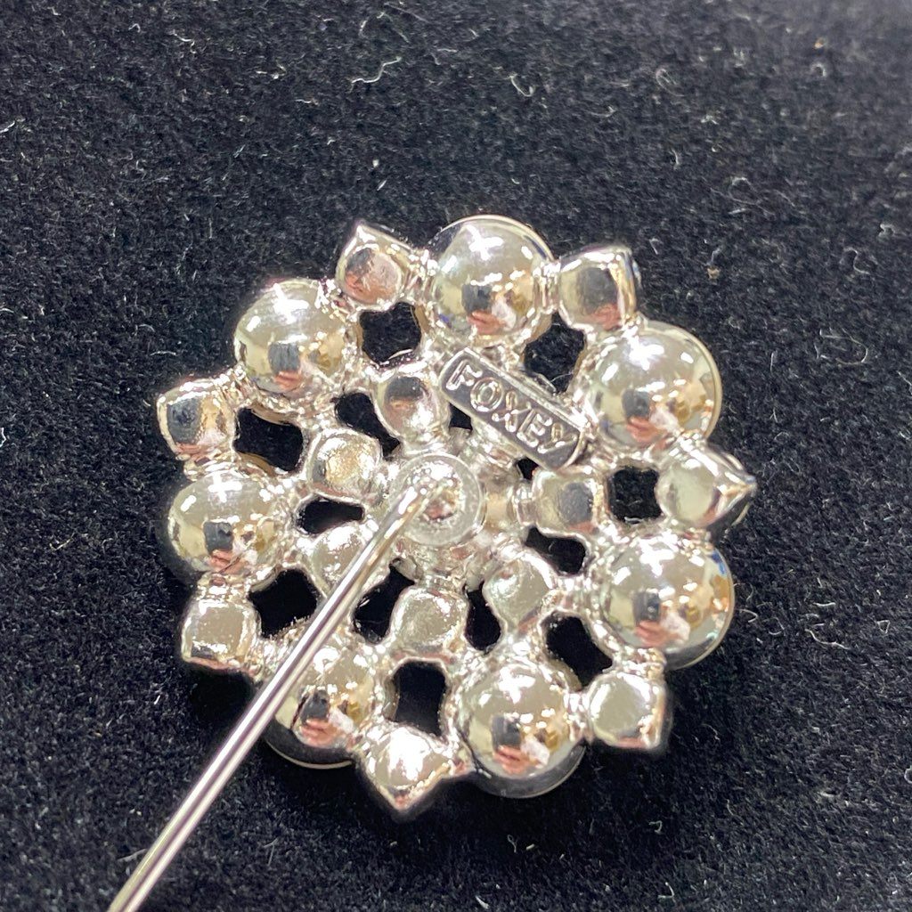 1e13 《美品》 FOXEY フォクシー ピンブローチ 小物 パール ラインストーン ビジュー シルバー レディース