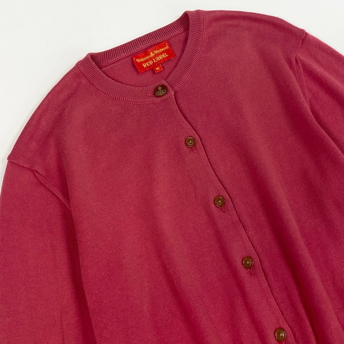 Ae19  Vivienne Westwood RED LABEL ヴィヴィアンウエストウッド レッドレーベル ロングスリーブ ニットカーディガン オーブ刺繍  サイズM ピンク系 コットン100％ レディース 女性服u02t
