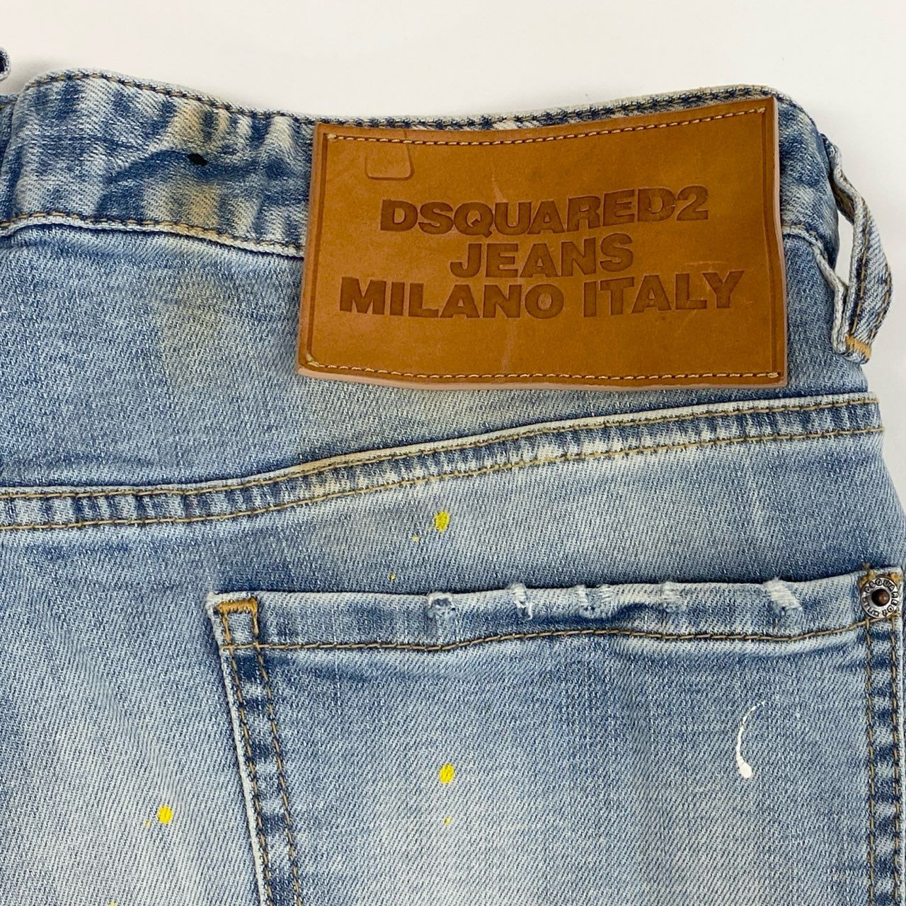 11j6 DSQARED2 ディースクエアード BIG BROTHER JEAN デニムパンツ ジーンズ ペイント加工 イタリア製 ボトムス S74LB0980 48 Mサイズ相当 インディゴブルー コットン メンズo07t