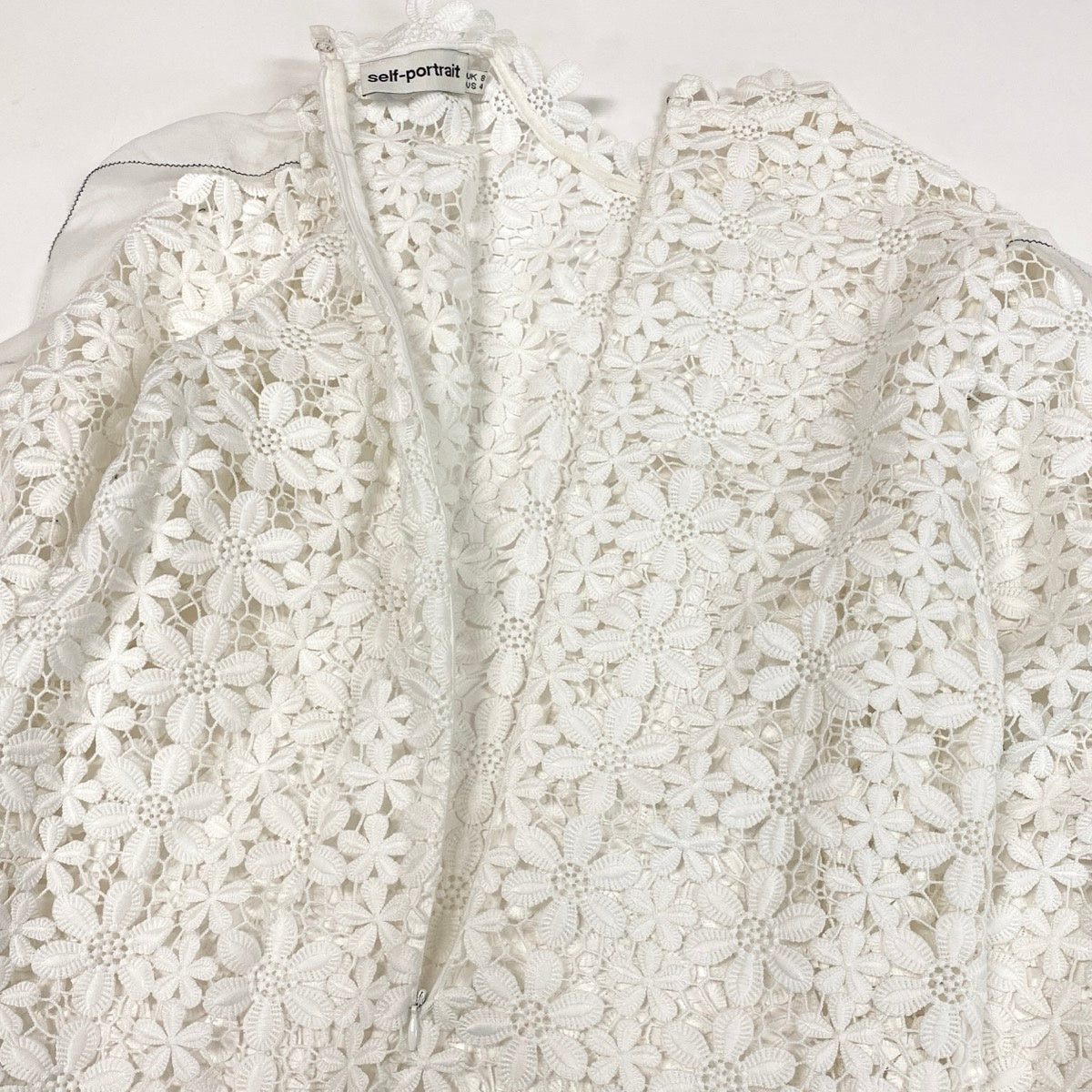 60f2 self-portrait セルフポートレイト 総レース ロングスリーブ カットソー レース装飾 花柄 トップス サイズUK8 ホワイト レディース 女性服o07t