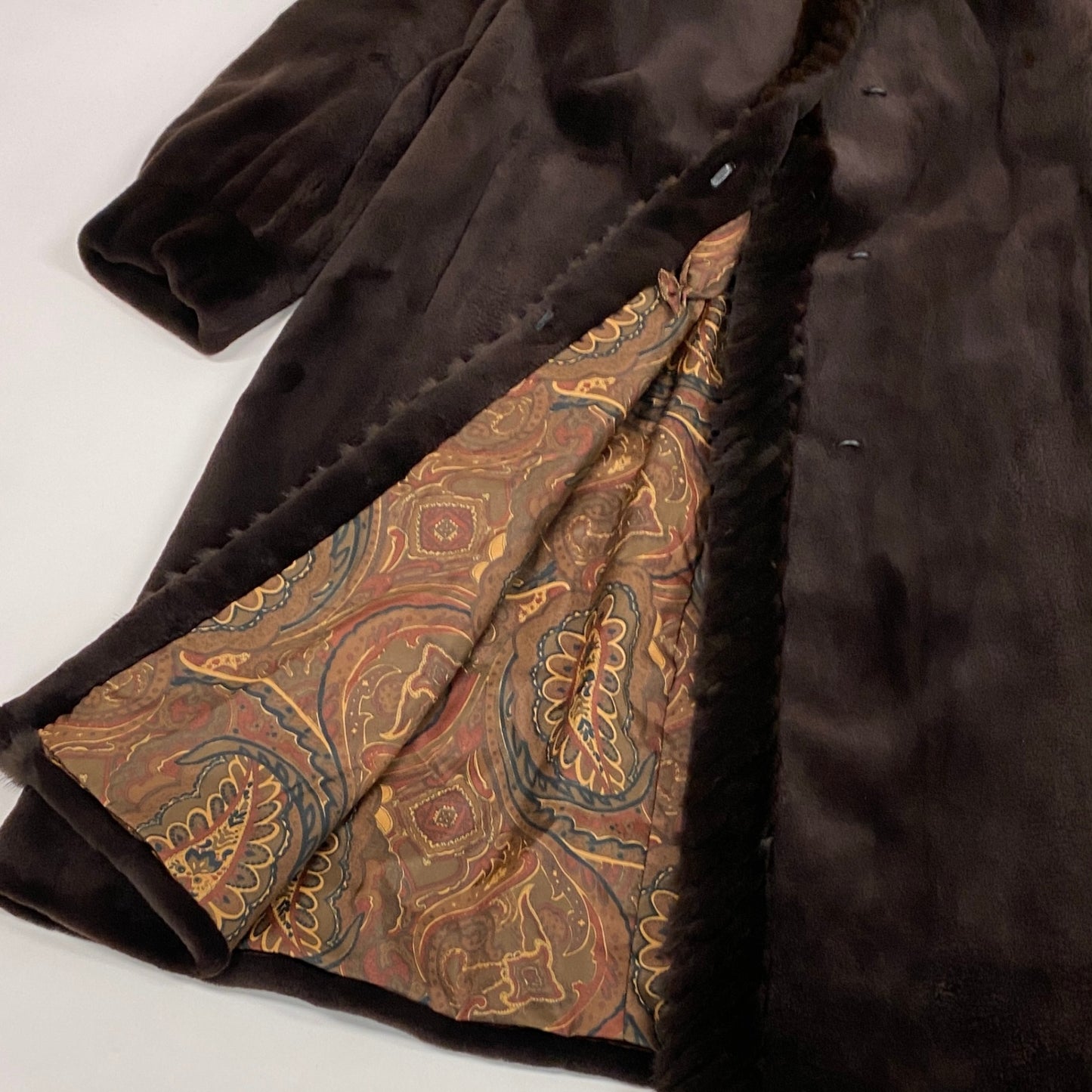 35L19 SAGA MINK サガミンク 銀サガ シェアードミンク フード付き 超ロングコート 丈108cm サイズF ブラウン 最高級本毛皮 MINK FURt18r