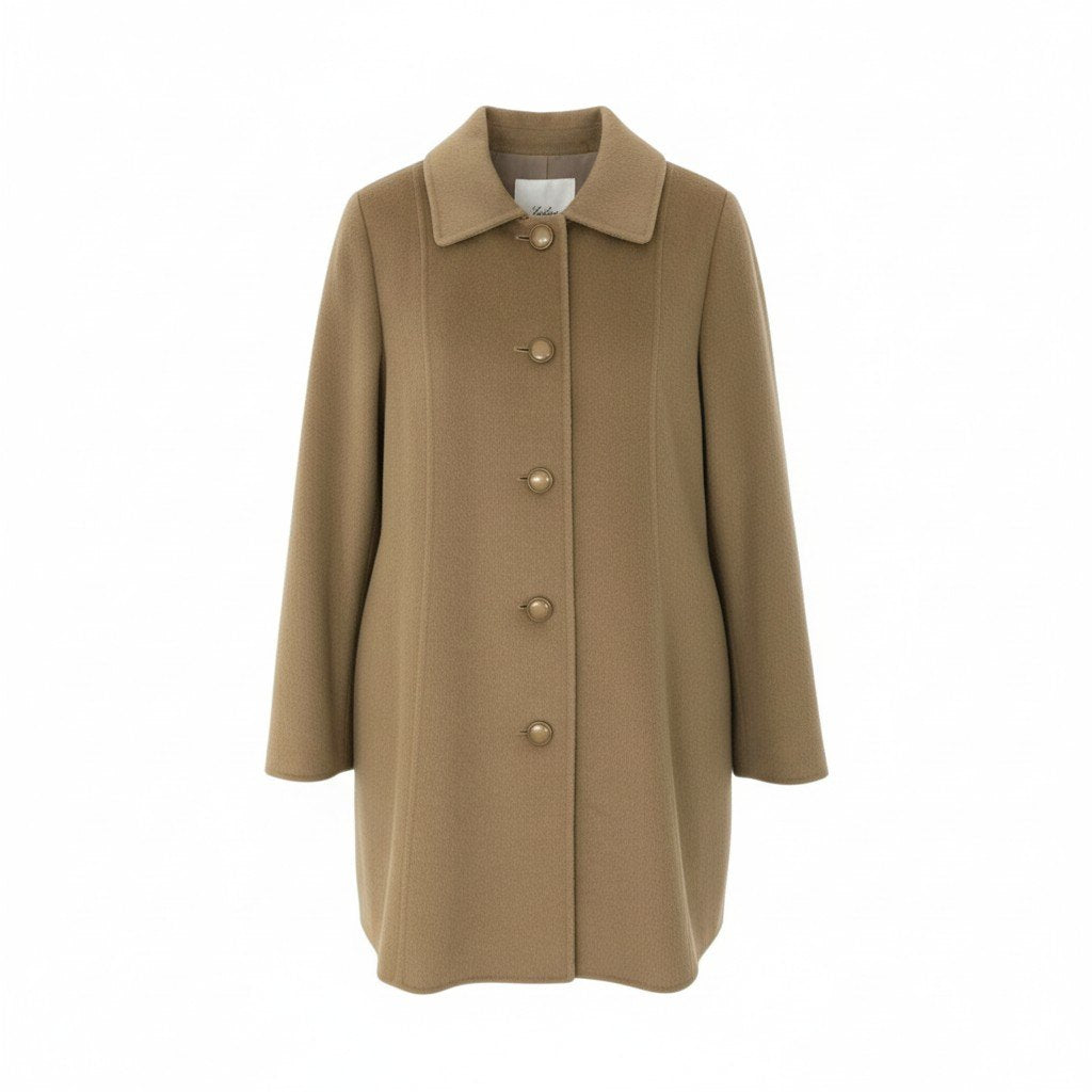 79k21 近年 Leilian レリアン ステンカラーコート カシミヤコート 切替チェック柄 レディース 女性用 9 ベージュ カシミア100％u02t