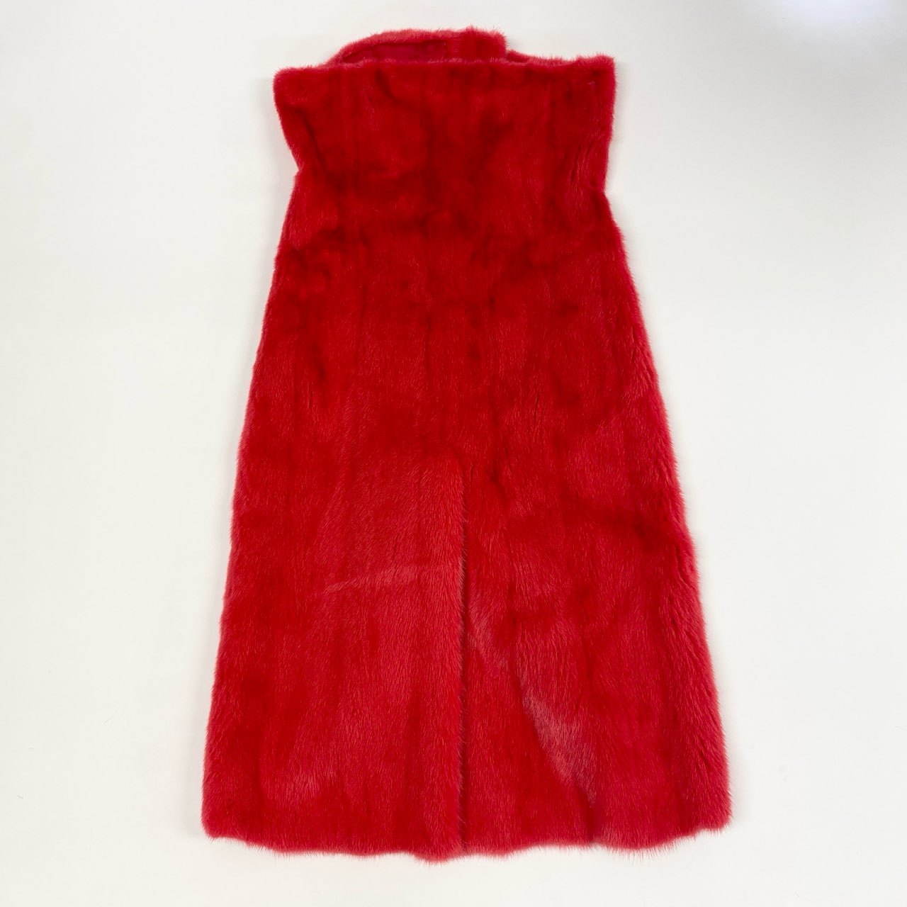 20k2《超希少》 Pellicce Moda ペリーチェモーダ 染めミンク チューブトップ ワンピース レッド 最高級本毛皮 MINK FUR ドレスt18r