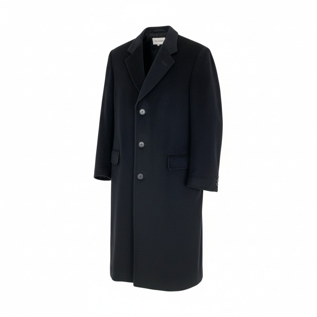 25L12 英国製 Chester Barrie チェスターバリー vintage 総カシミア チェスターコート ロングコート アウター ブラック カシミヤ100 メンズ 男性用 サヴィルロウu02t