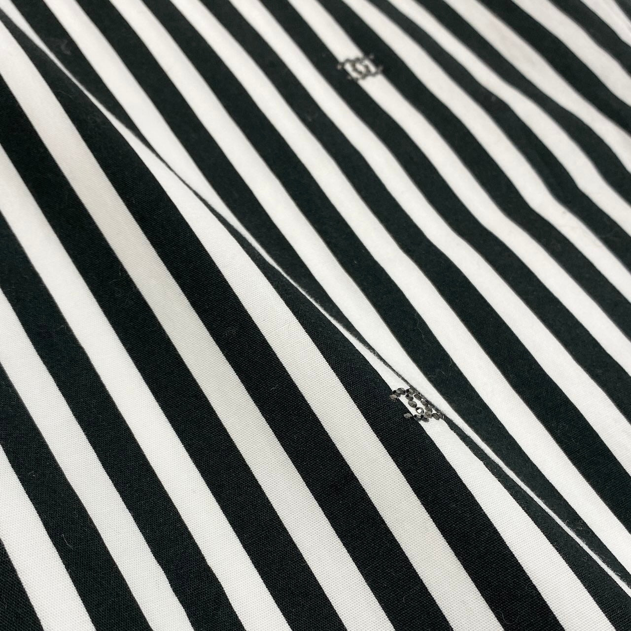 Ce11 【新品保管品】CHANEL 2024SS スラックスパンツ ラインストーンココマーク ストライプ P76233V68306 MB103 34サイズ ホワイト ブラック レディース 女性用ta1