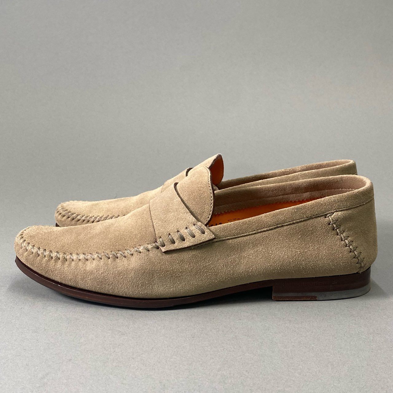 6i18 Santoni サントーニ イタリア製 スウェード ローファー スリッポン シューズ 9547 7 グレージュ スエード レザー メンズk02i