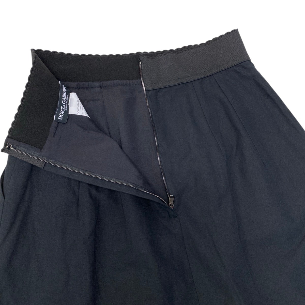 66j4 DOLCE&GABBANA ドルチェアンドガッパーナ ミニスカート  コットンリネン レイヤードレースデザイン イタリア製 36サイズ ブラック レディース 女性用u02t