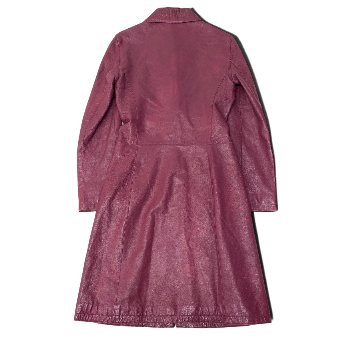 i27 D&G DOLCE＆GABBANA レザーコート 裏地花柄 イタリア製 40サイズ パープル レザー レディース 女性用u02t