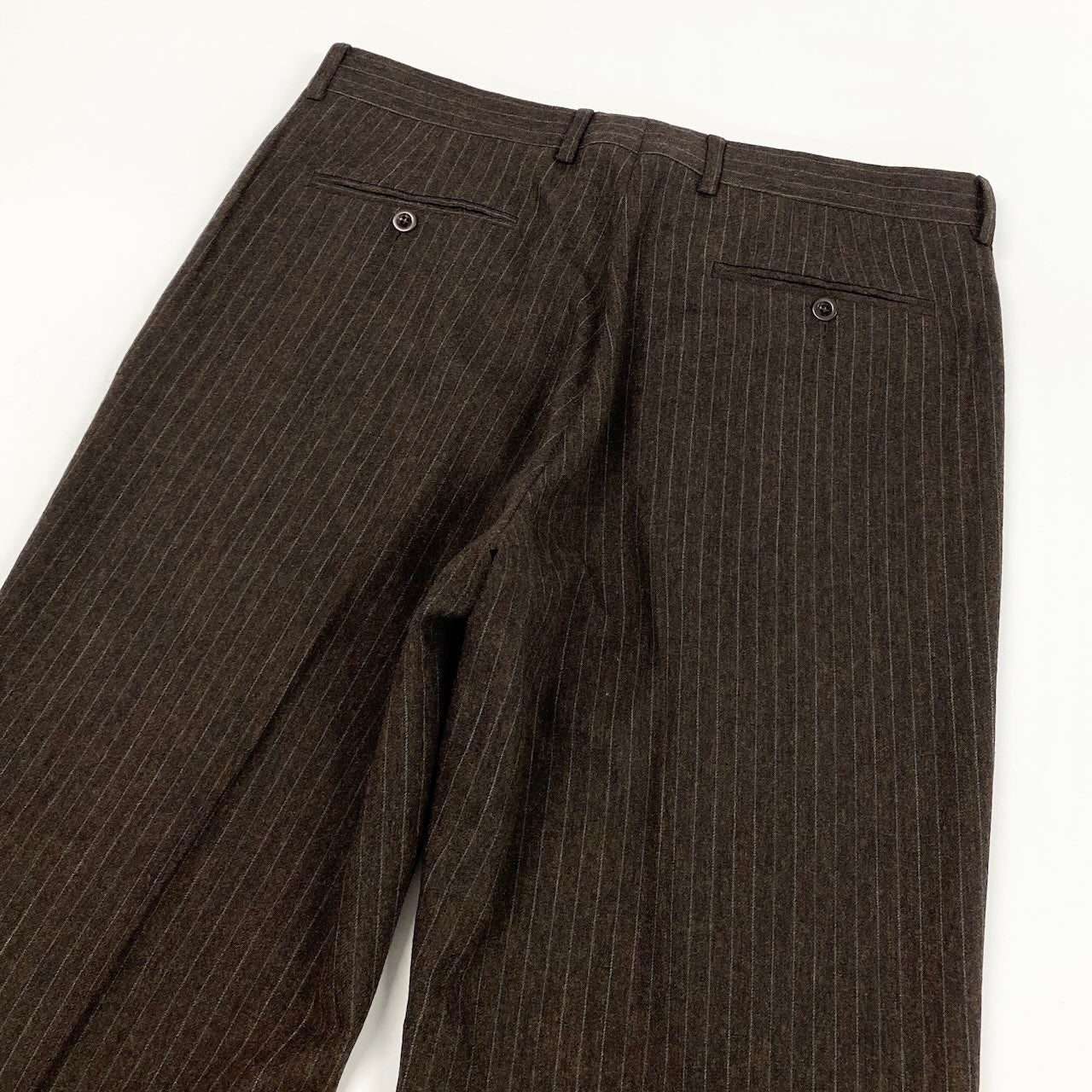 41e14 HERMES エルメス ウールスラックス ストライプ ボトムパンツ イタリア製 54サイズ ブラウン ウール100％ メンズ 男性用u02t