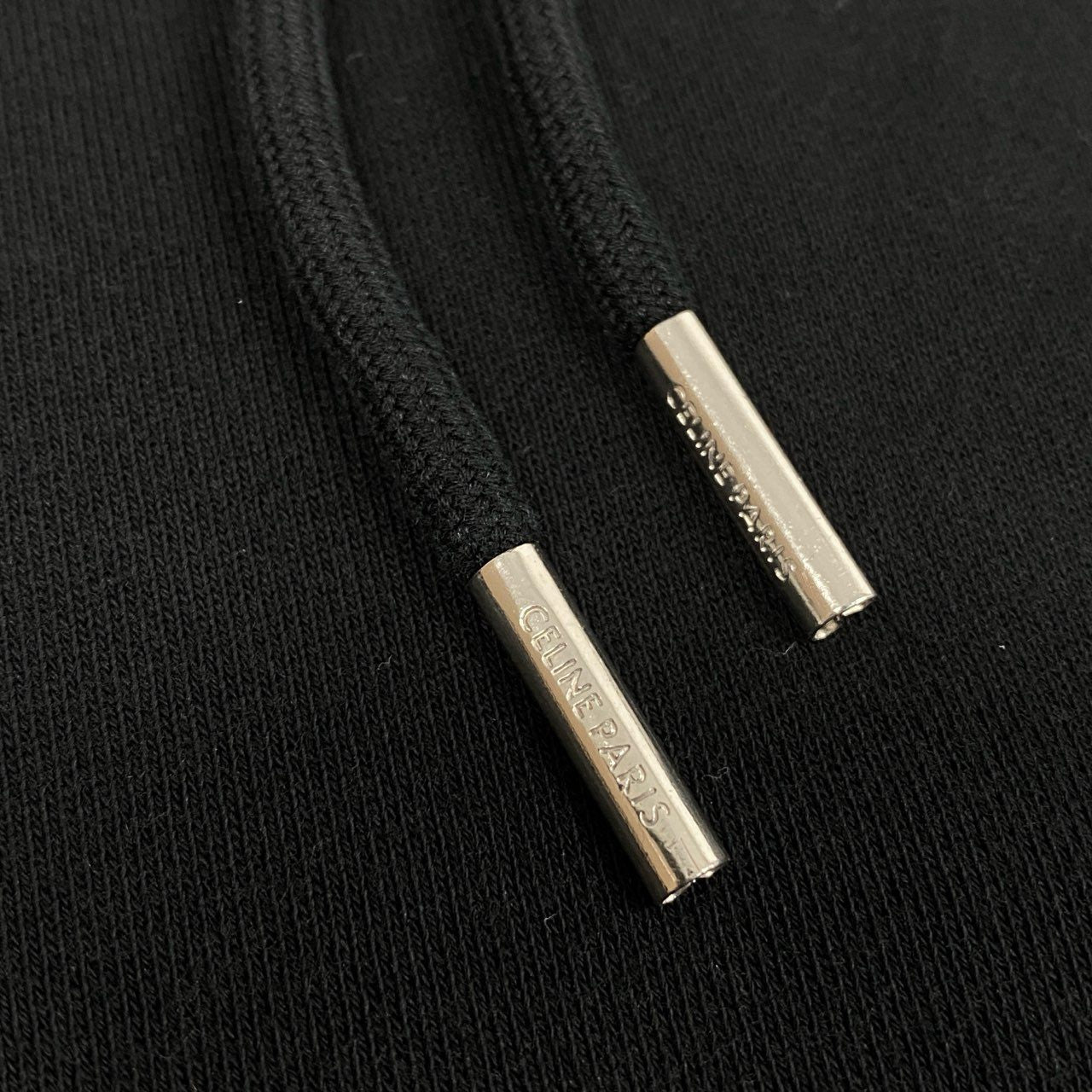 IL23 CELINE セリーヌ エンブロイダリールーズフィットパーカー フーディー マイクロスタッズ トップス 2Y961670Q Sサイズ ブラック メンズ 男性用o07t