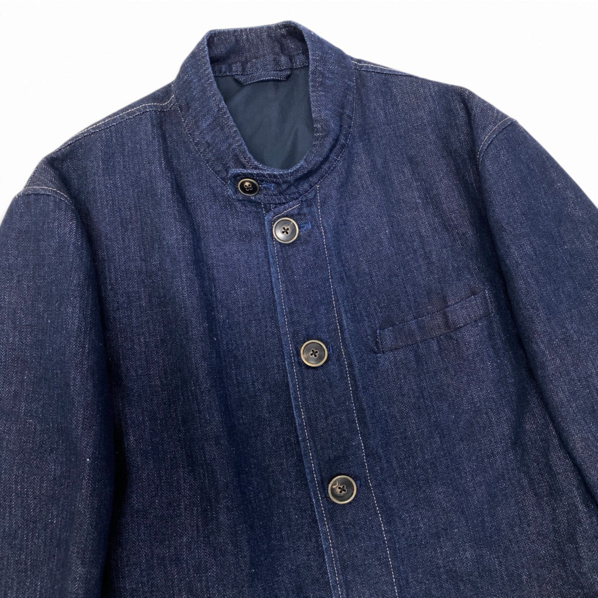 78j8 GIORGIO ARMANI ジョルジオアルマーニ 黒タグ スタンドカラー ジップアップ デニムジャケット サイズ48 本切羽 インディゴt18r