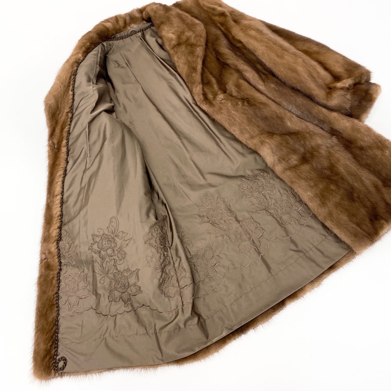 72L9 SAGA MINK サガミンク 銀サガ パステルミンク ロングコート サイズ13号 茶系 最高級本毛皮 MINK FUR 裏地刺繍t18r