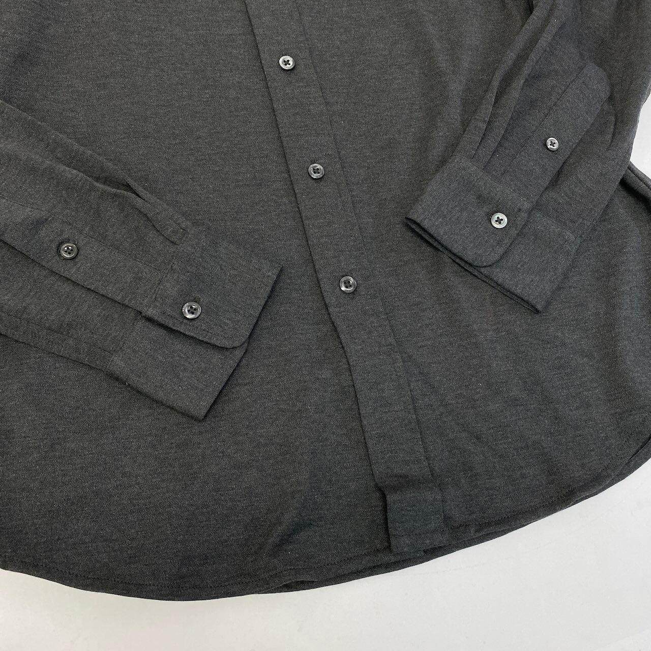 20d30 POLO RALPH LAUREN ポロラルフローレン KNIT DRESS SHIRT ニットドレスシャツ ロングスリーブシャツ ポニー刺繍 サイズL/G ダークグレー コットン100％ メンズ 紳士服u02t
