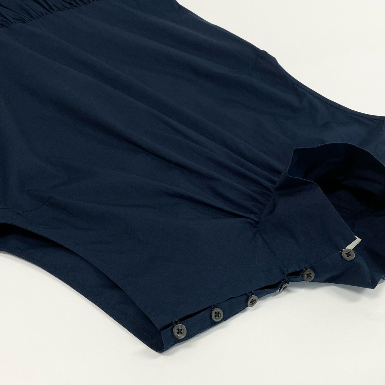 Ab22 DRIES VAN NOTEN ドリスヴァンノッテン ハイネック ノースリーブワンピース 裾フリル レディース 女性服 サイズ36 ネイビー コットン100％u02t