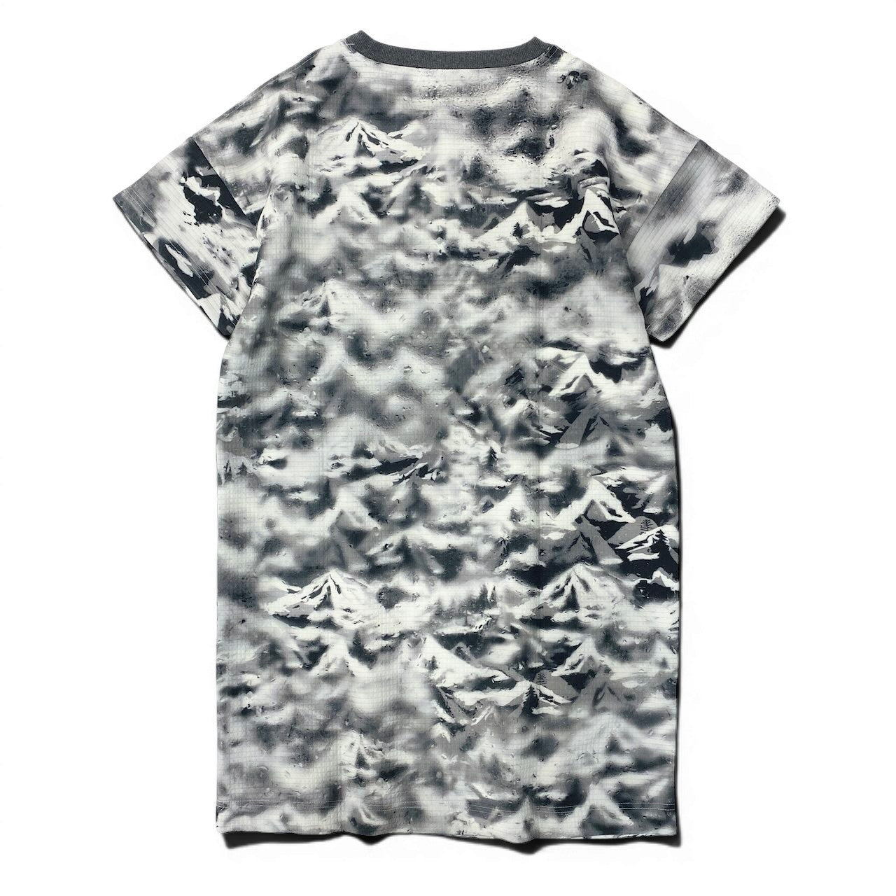 26e8 【美品】 chalayan フセイチャラヤン ショートスリーブ プリントワンピース 雪山 ストレッチ サイズS グレー系 レディース 女性用u02t