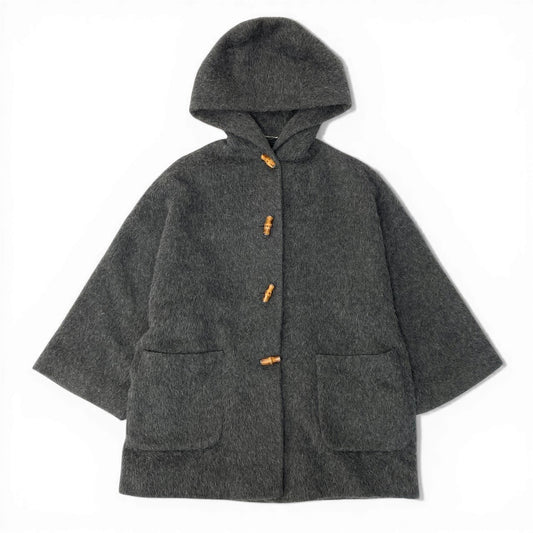 49d5 GUCCI ヴィンテージ グッチ バンブー オーバーコート フーディコート アルパカ100 サイズ40 グレー ユニセックスk02i