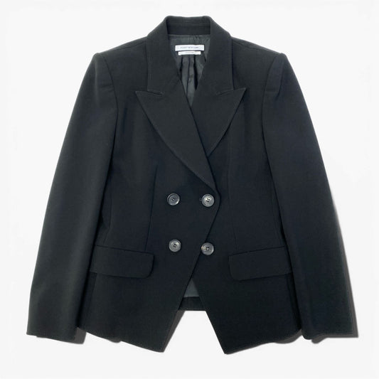 68c9 【美品】 FOXEY NEW YORK COLLECTION フォクシーニューヨーク テーラードジャケット ダブルブレスト フォーマル 伸縮ストレッチ レディース女性服 37561 サイズ38 ブラックu02t