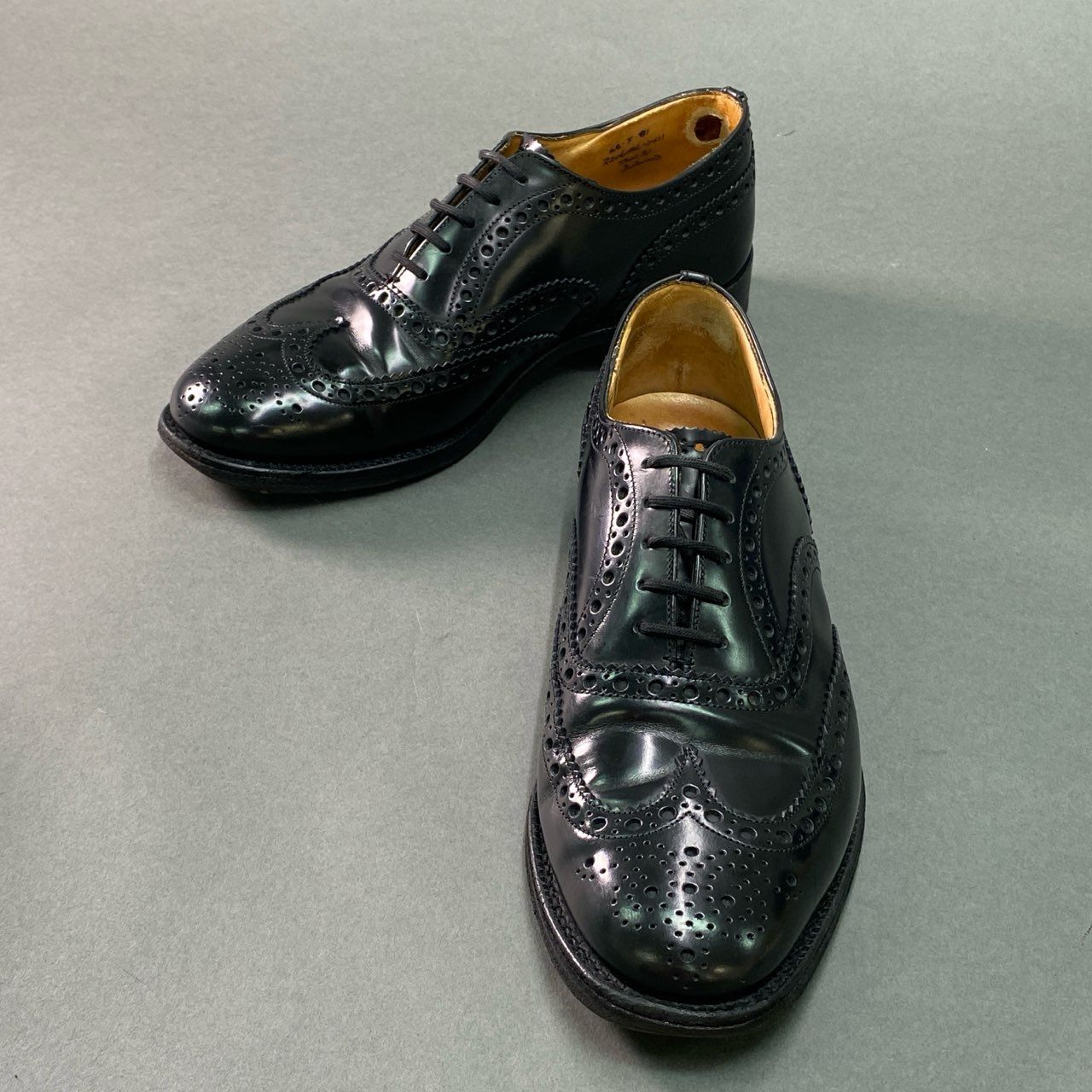 1g8 Scotch Grain スコッチグレイン BURWOOD インペリアルフランス ウイングチップ ドレスシューズ 6.5 ブラック レザー メダリオン