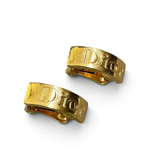 j15 Christian Dior クリスチャンディオール ロゴ ゴールドイヤリング Vintage Logo Earring Goldt18r