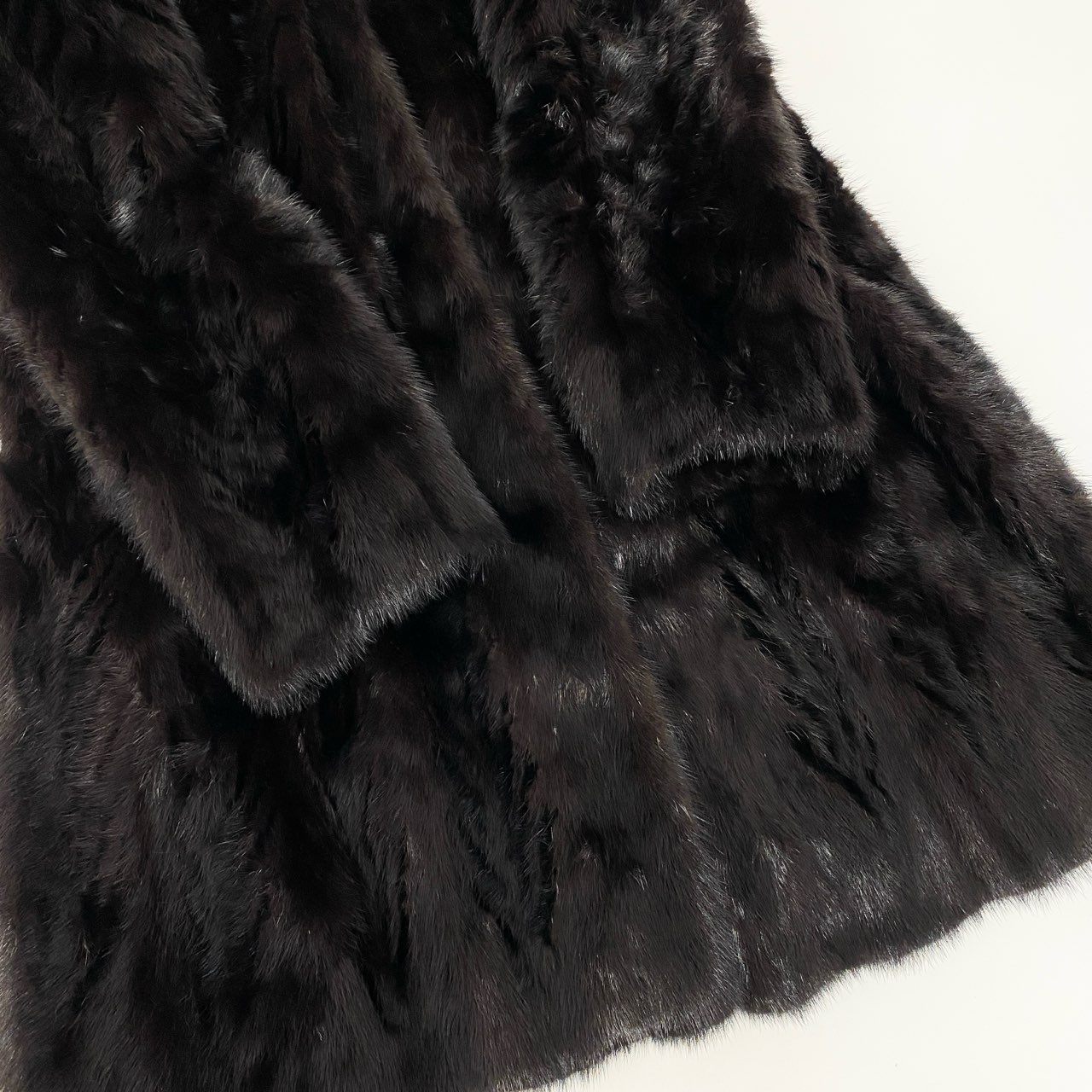 21a24 EMBA エンバ 希少デザイン ダークミンク 丈110cm 超ロングコート サイズ11 ブラック ダークブラウン 本毛皮 Mink Fur Long Coatt18r