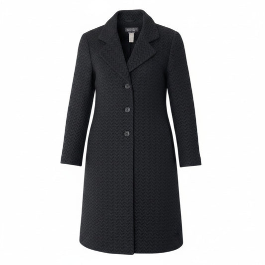 34g17 GIORGIO ARMANI ジョルジオアルマーニ BORGONUOVO21 アーカイブ チェスターコート ヘリンボーン サイズ42 ブラック レディースu02t