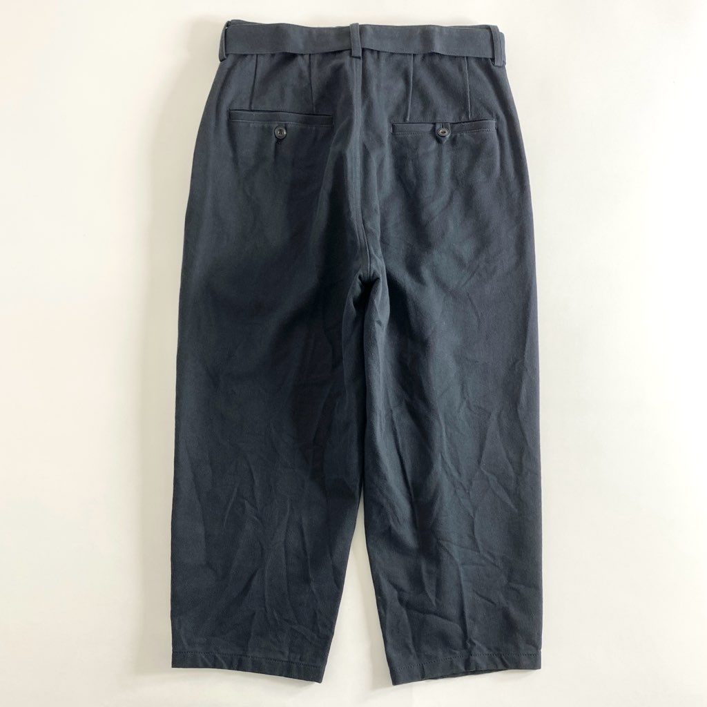 62e5 doublet ダブレット SILK CHINO WIDE TAPERED TROUSERS シルクチノ ワイドテーパードパンツ トラウザー ボトムス 21SS10PT145 Sサイズ ネイビー コットン