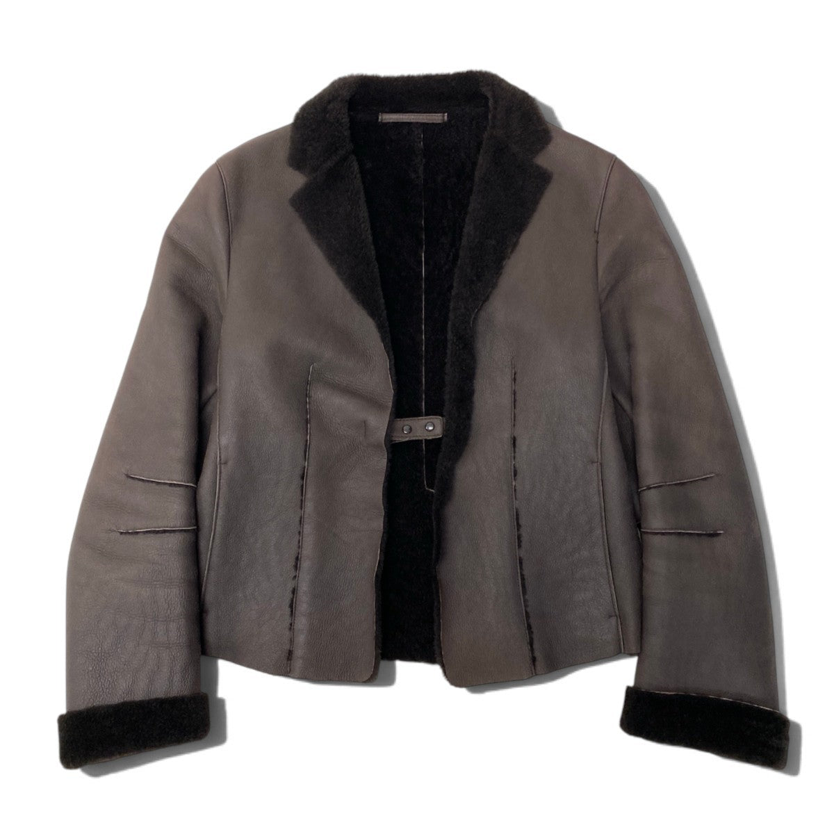 66j4 Neil Barrett ニールバレット ムートンコートジャケット リアルムートン イタリア製 Sサイズ ブラウン レザー レディース 女性用u02t