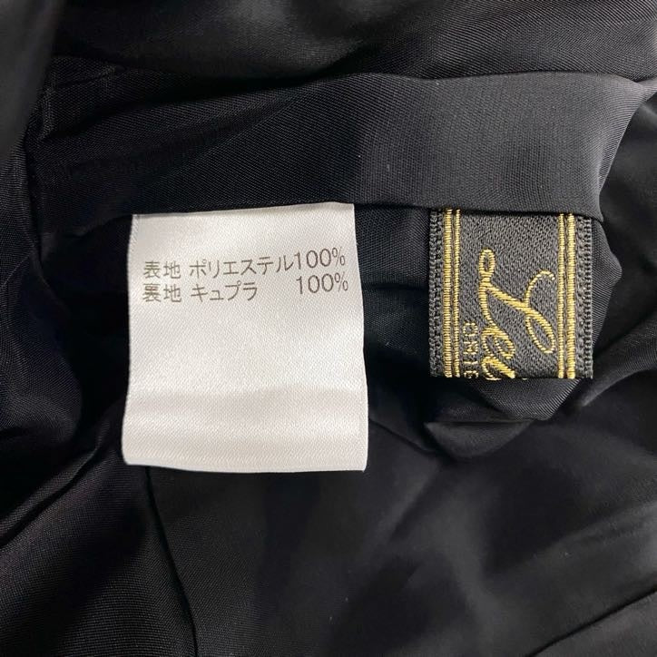 64g24【美品】 Leilian レリアン 七分袖ワンピース プリーツスカート モノクロ ウエスト切替 日本製 レディース 女性用 9 ブラック×ホワイト_