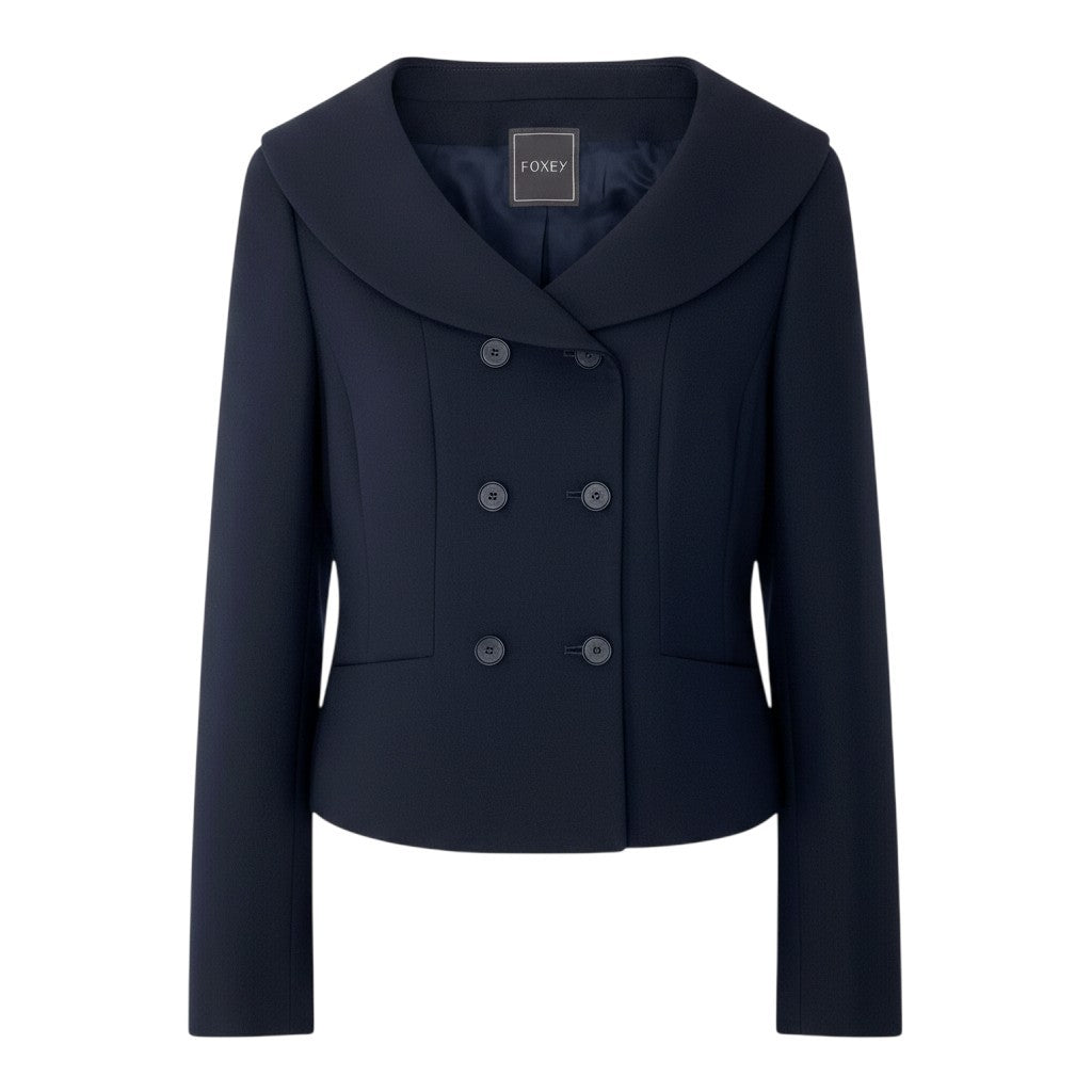 91g27 【未使用タグ付】 FOXEY フォクシー Grace グレース ダブルブレスト ジャケット  43156 サイズ38 ブラック レディースt18r