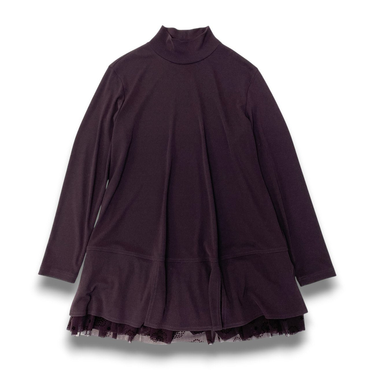 54c20 TOKUKO 1er VOL トクコプルミエヴォル チュニックワンピース アンサンブル  レイヤードワンピース 重ね着 花柄 レディース 女性服 サイズ9 パープルu02t