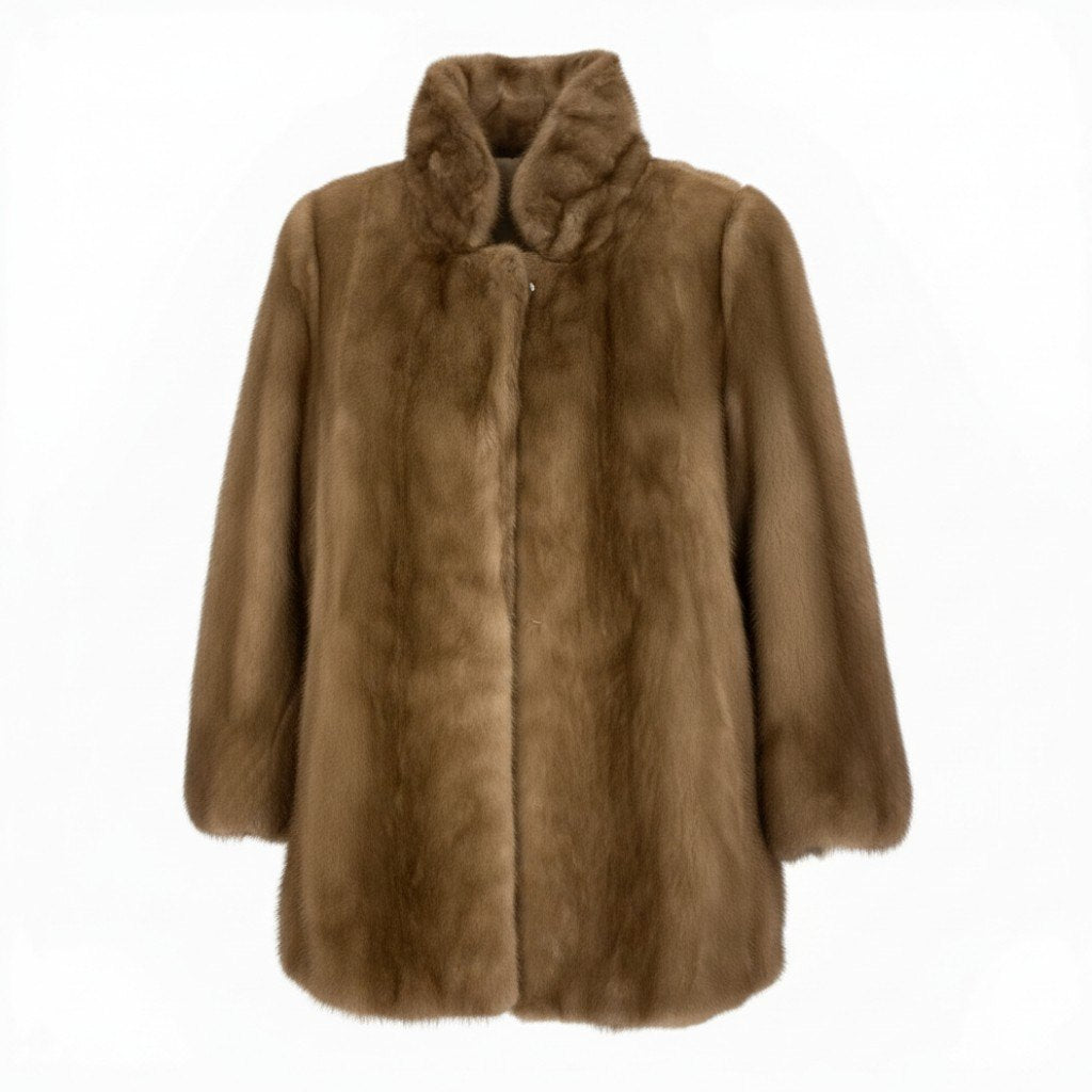 7b22 ROTINY パステルミンク ファーコート サイズ11 ブラウン 本毛皮 Pastel Mink Fur Coatt18r