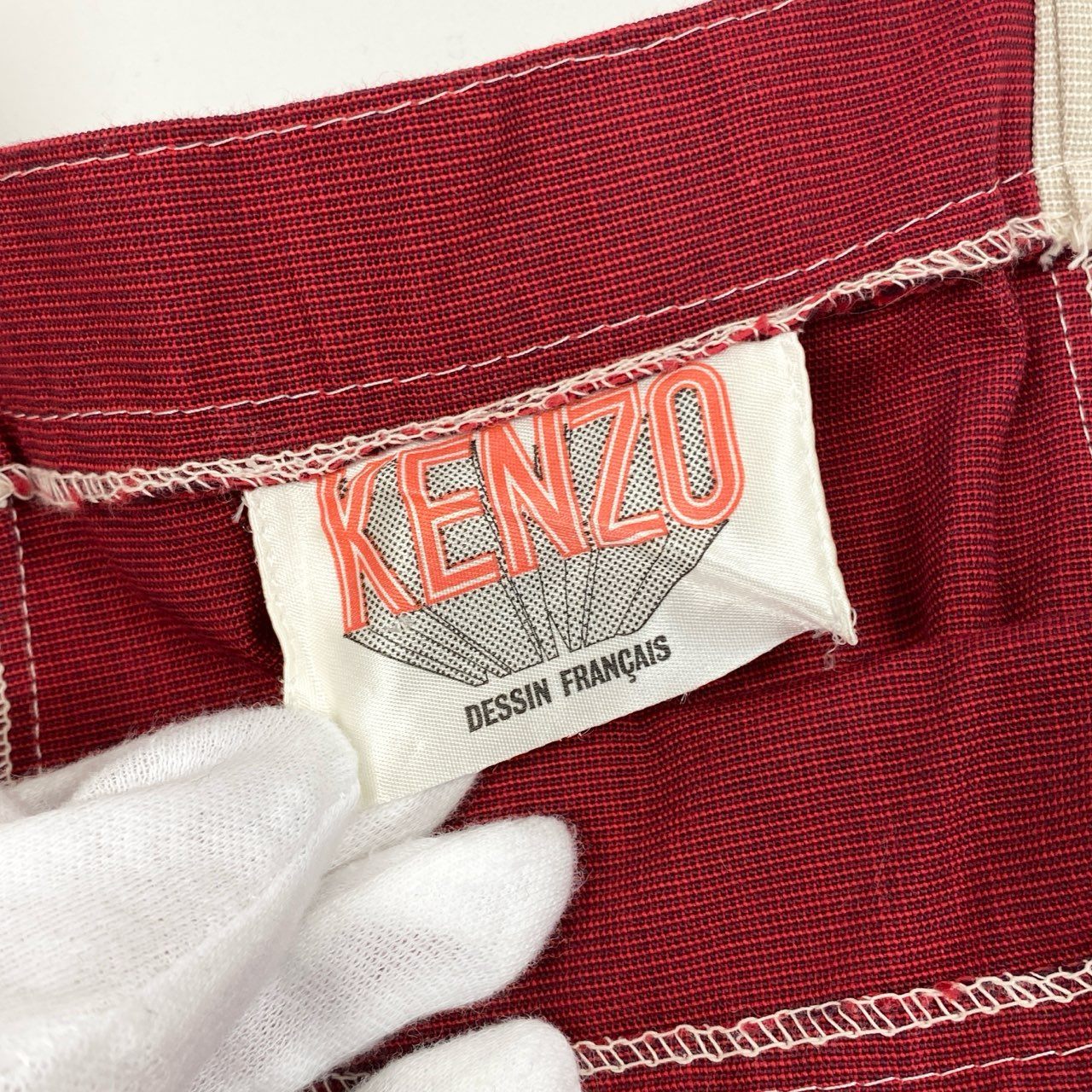 66i18 KENZO ケンゾー DESSIN FRANCAIS 70s〜80s ワンピース アイボリー レッド  レディース アーカイブ ヴィンテージu02t