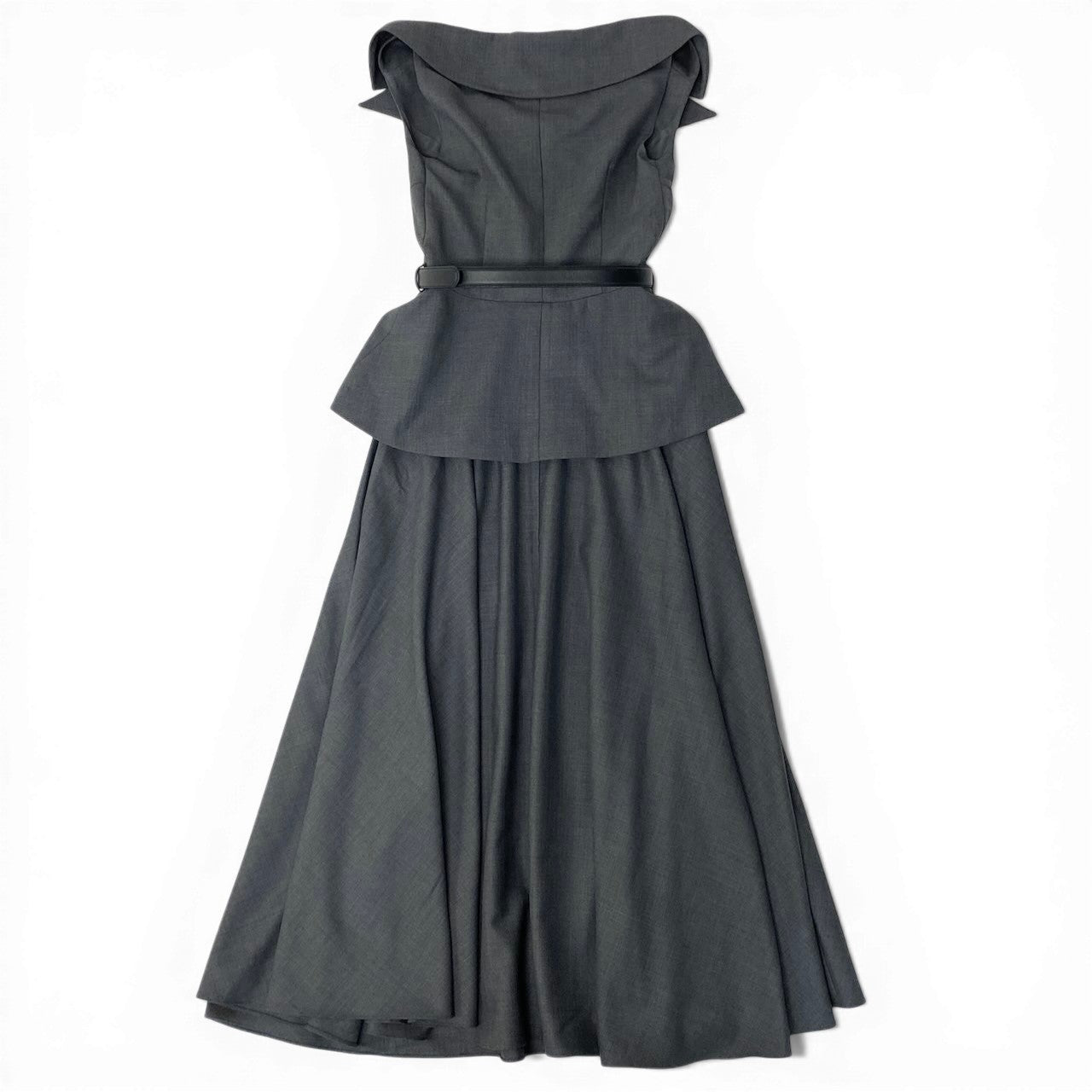 40d10 self-portrait セルフポートレート 25AW Tailored Midi Dress テイラードミディドレス サイズ4 グレー ベルト付 ワンピースt18r