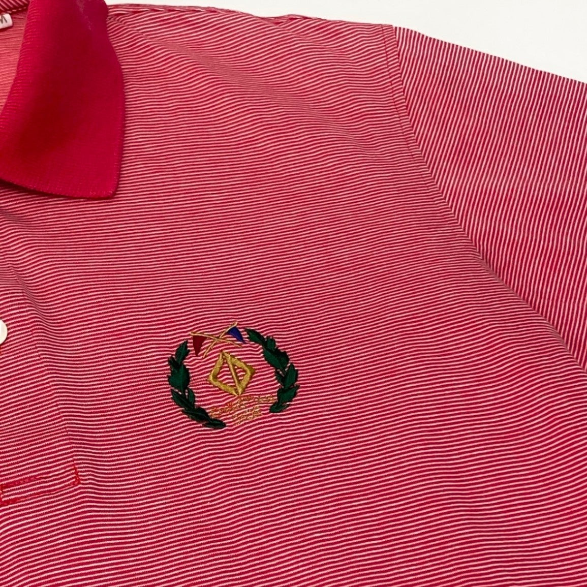 Eg6 Christian Dior クリスチャンディオール 半袖ポロシャツ CDロゴ刺繡 ボーダー柄 サイズM レッド ホワイト コットン100％ メンズ 紳士服o07t