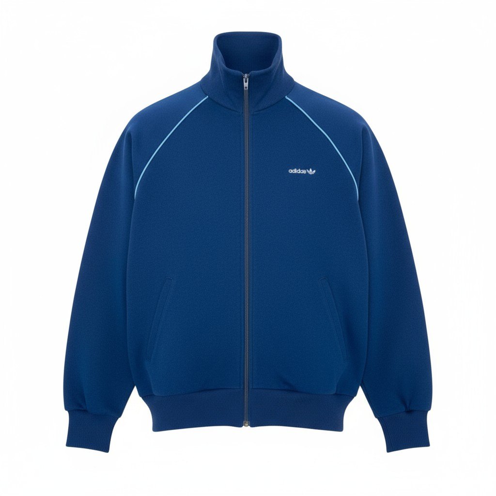 47k5 adidas アディダス 80`s vintge 西ドイツ製 トラックジャケット ブルゾン ワンポイント刺繡 ATS-80 L ブルーo07t