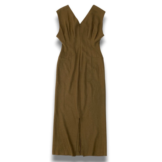 54c20 mame kurogouchi マメ クロゴウチ V-Neck Tucked Wool Dress Vネックタックウールドレス サイズ2 カーキブラウン レディースk02i