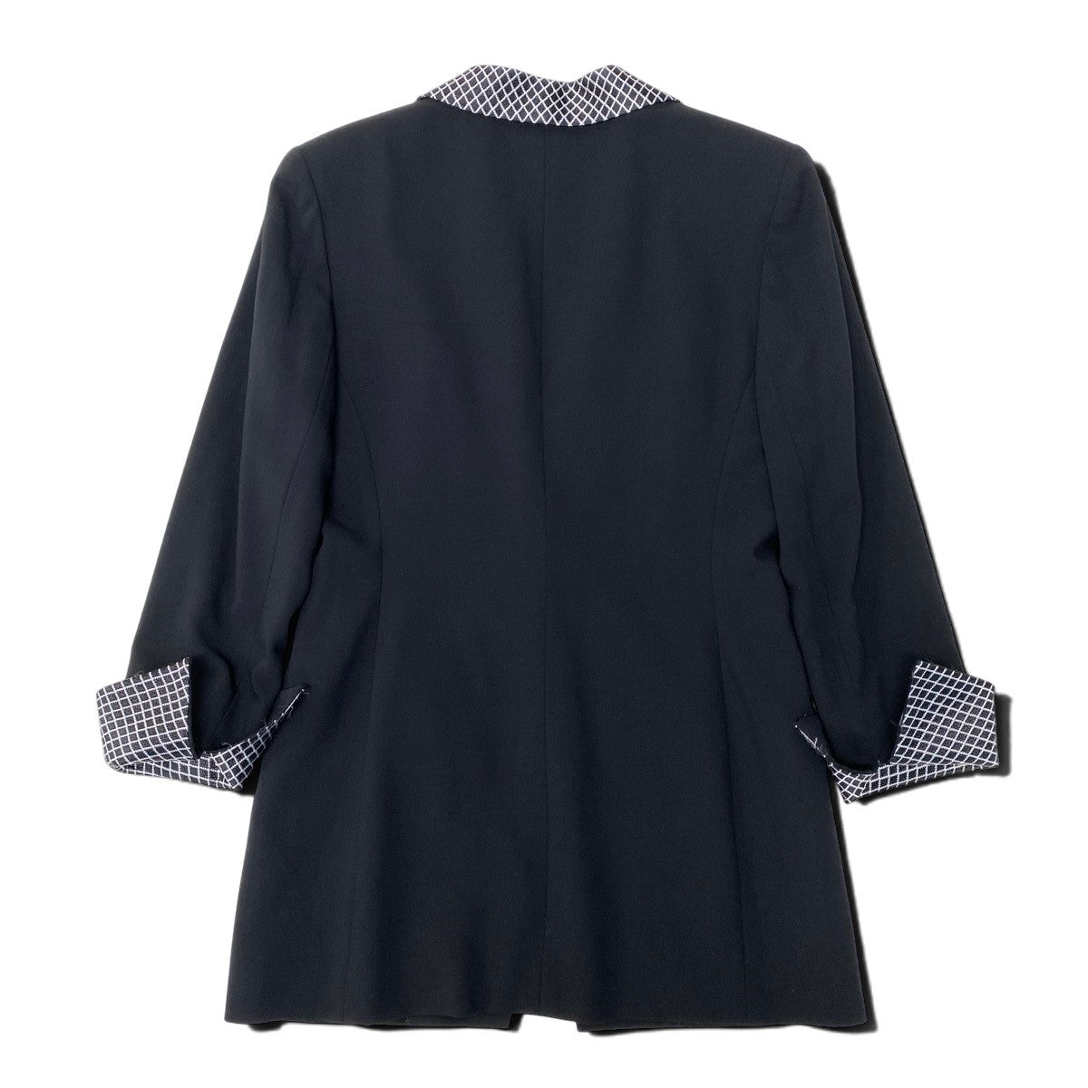 Eh10 Christian Dior クリスチャンディオール テーラードジャケット ダイヤ柄切替 ロゴボタン ブラック レディースo07t