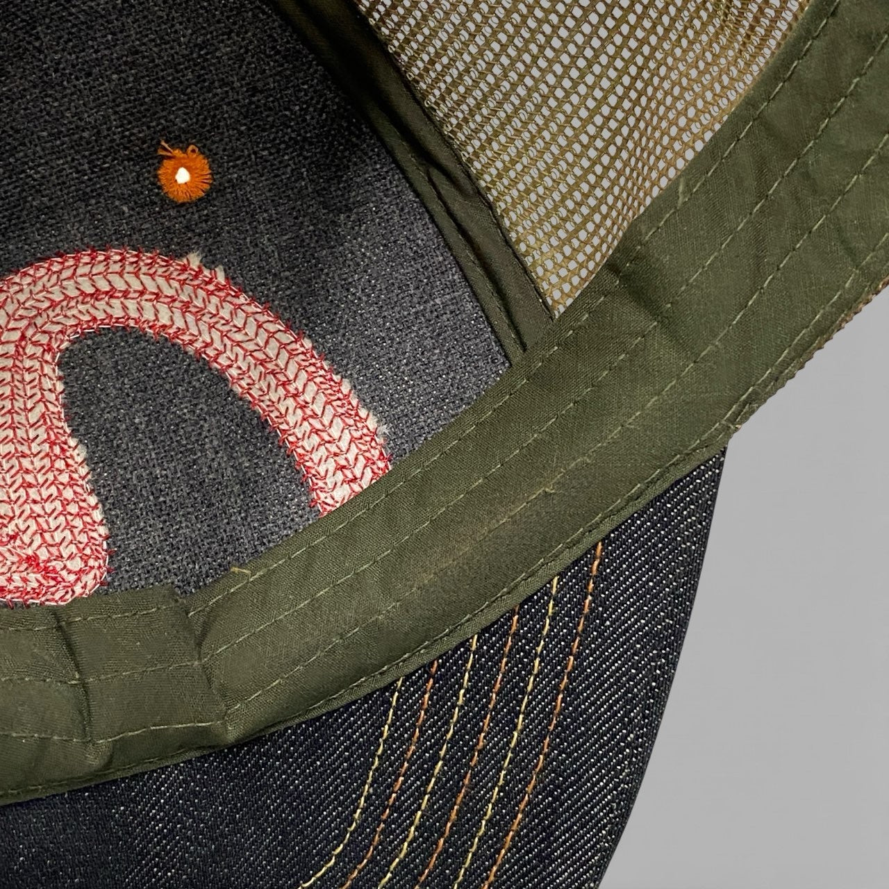 b2 EVISU エヴィス カモメ デニムメッシュキャップ サイズF インディゴ レッド カーキ 迷彩 カモフラ 帽子