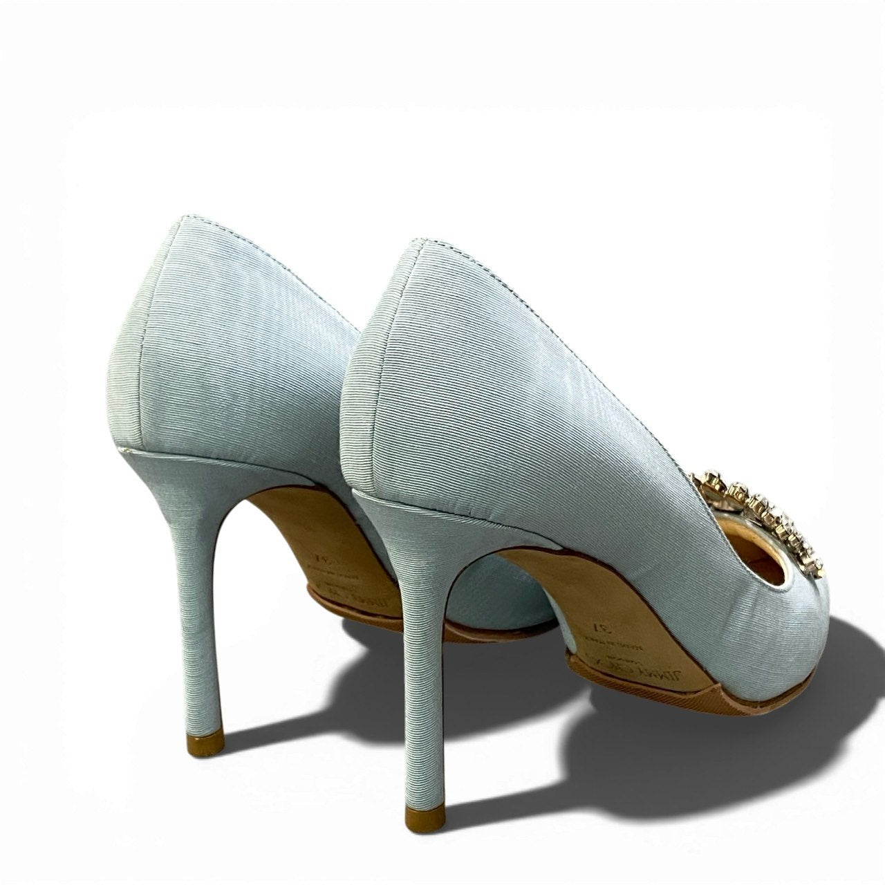 2a23 《極美品》 JIMMY CHOO ジミーチュウ ROMY85 クリスタルティアラ パンプス サイズ37 ブルー Crystal Tiara シューズt18r