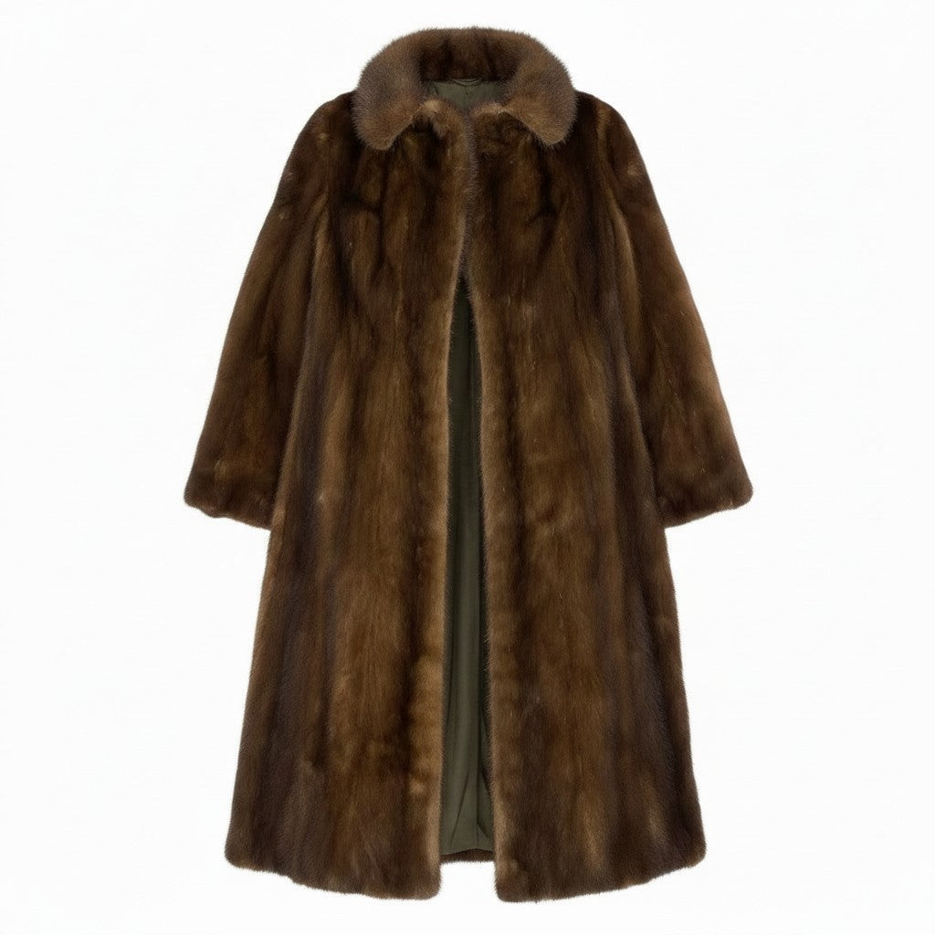 69e13 パステルミンク ロングコート サイズ9 ブラウン 本毛皮 Pastel Mink Fur Long Coat 毛質 毛並み◎t18r