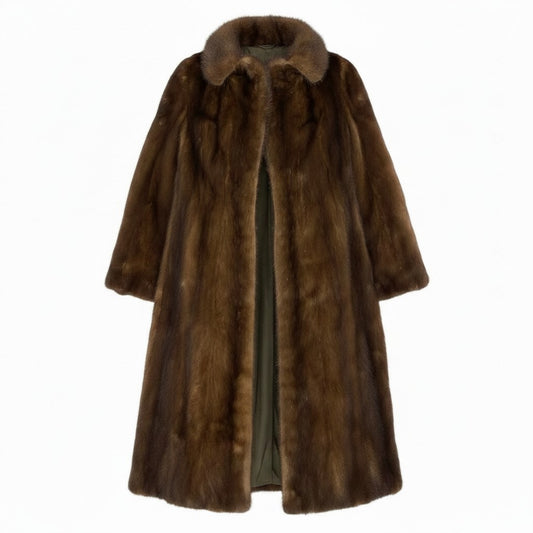 69e13 パステルミンク ロングコート サイズ9 ブラウン 本毛皮 Pastel Mink Fur Long Coat 毛質 毛並み◎t18r