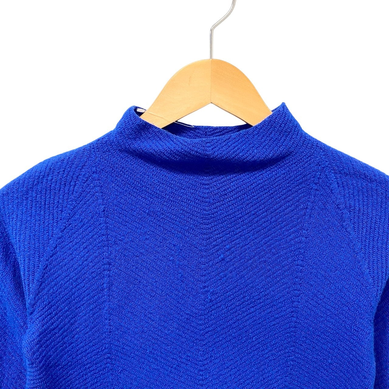 77b17 ISSEY MIYAKE HaaT イッセミヤケ ハート ロングスリーブハイネックニットセーター ショート丈  HA41KJ391 2サイズ ブルー ウール100％ レディース 女性用u02t