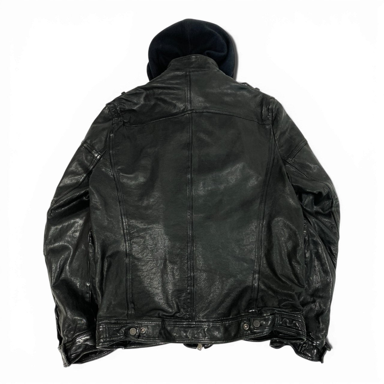 61b9 Neil Barrett ニールバレット バッファローレザー レザージャケット マルチポケット ライナー取り外し可 M ブラック バッファローレザー メンズ アーカイブk02i