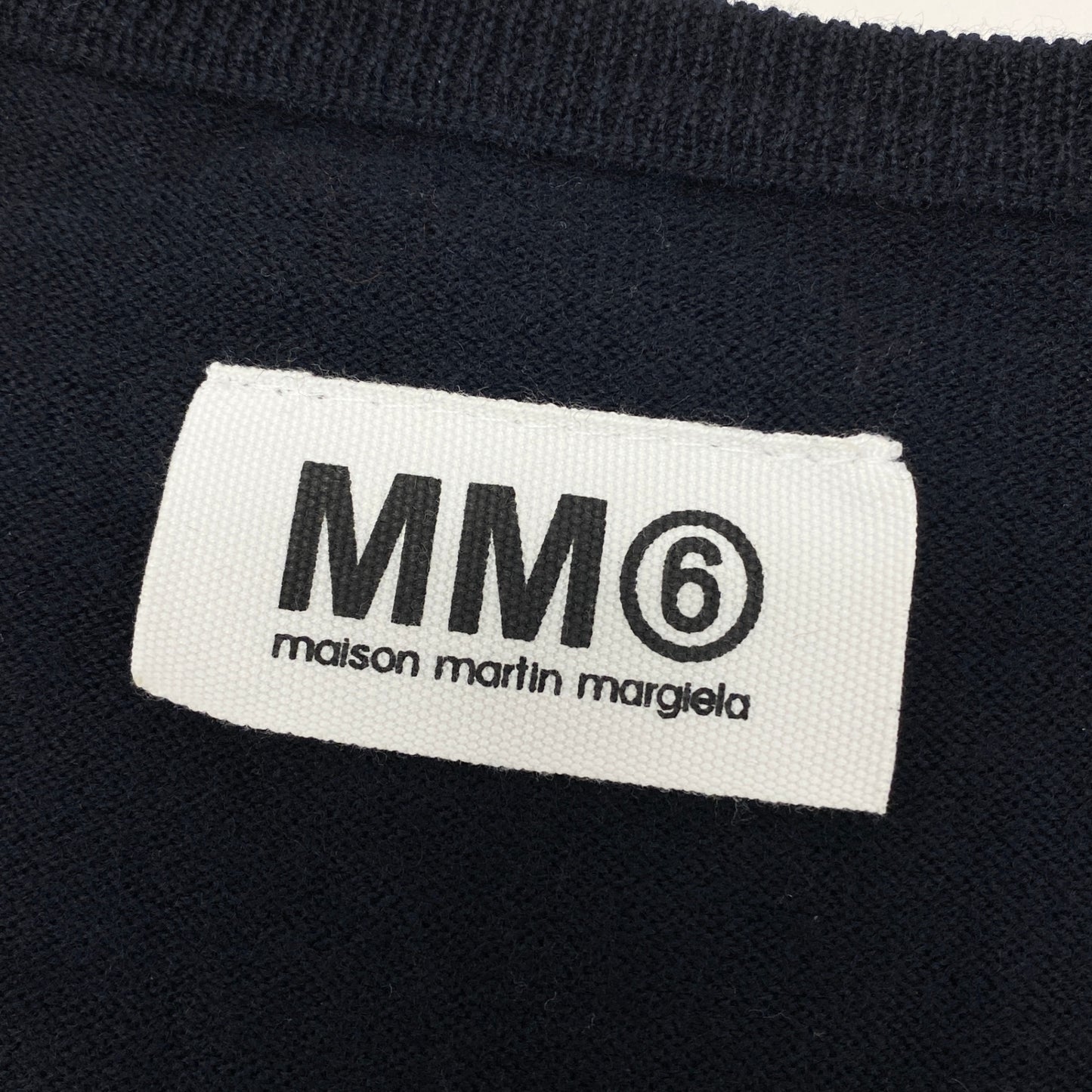 17k9 MM6 Maison Margiela エムエムシックス メゾンマルジェラ バイカラー 長袖ニット ワンピース ドレス イタリア製 Mサイズ ネイビー オレンジ ウール カシミヤ アンゴラ レディースo07t