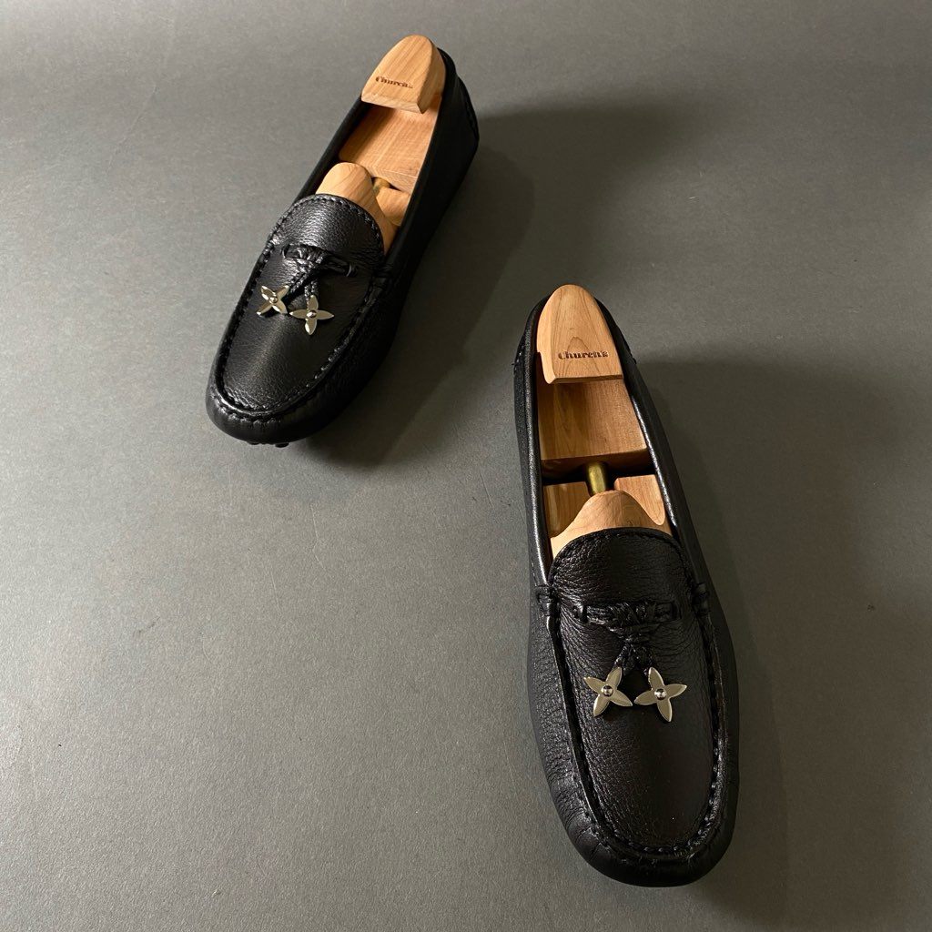 1g13 【伊製】 LOUIS VUITTON ルイヴィトン タッセルデザイン ドライビングシューズ モカシン ローファー 36 1/2 ブラック レディース