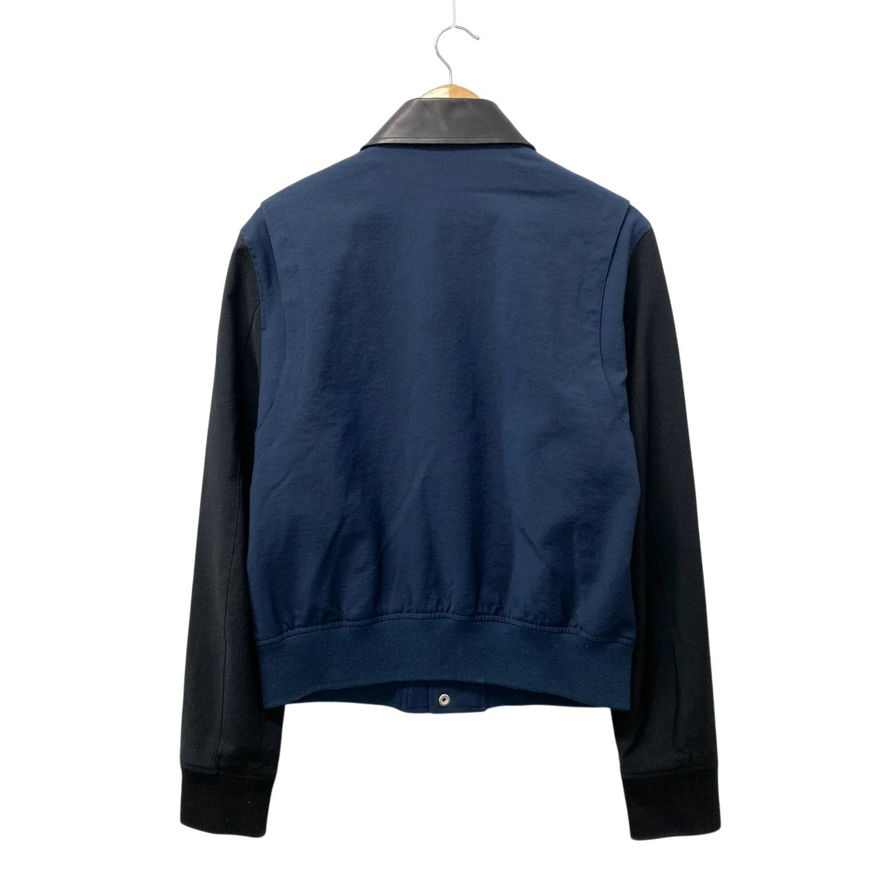 62a28 Acne アクネ オールド ブルゾンジャケット 襟レザー アウター 48サイズ ネイビー ポリエステル100％ 牛革 メンズu02t