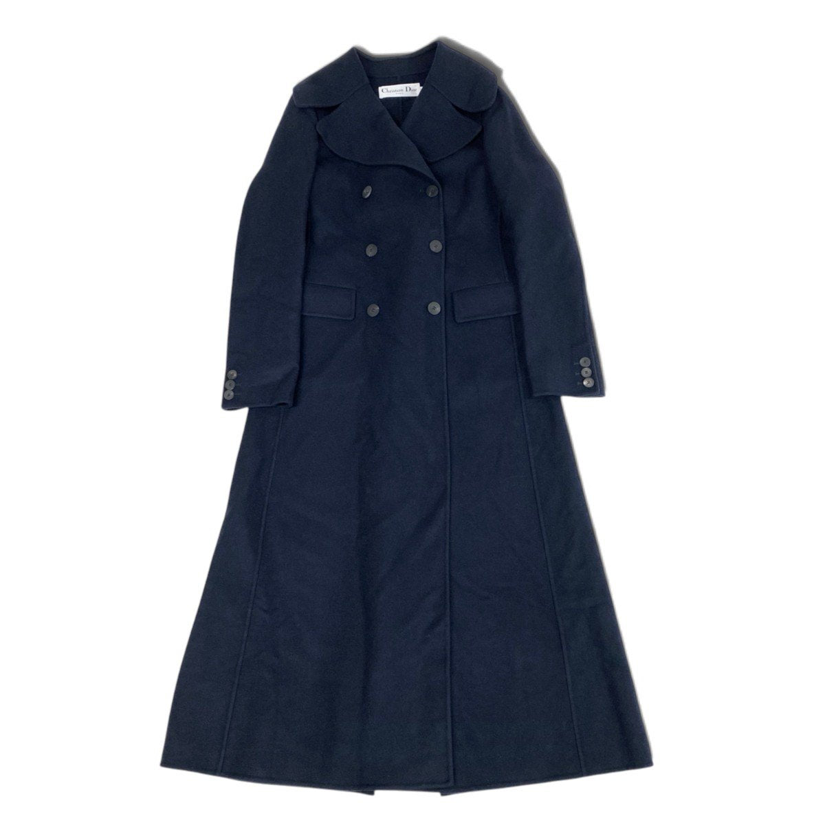 Ej21 《未使用品》 Christian Dior クリスチャンディオール ダブルブレスト カシミヤ ロングコート 940M25A0005 34 ネイビー カシミヤ100 レディースk02i