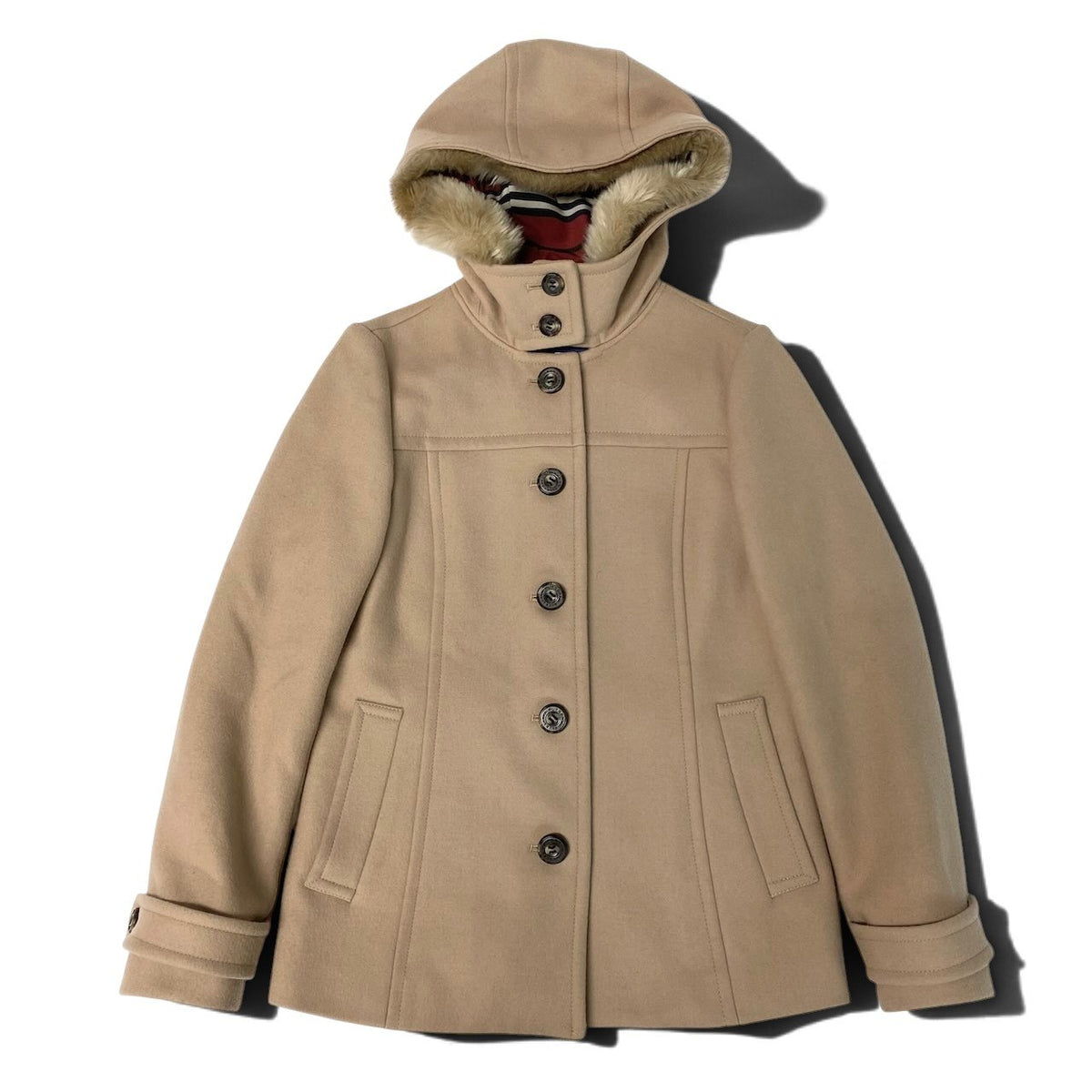 j29 【美品】BURBERRY LONDON ダッフルコート ウールコート アウター 38サイズ ベージュ ウール100％ レディース女性用u02t